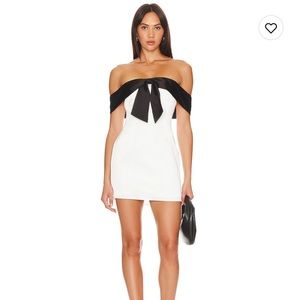 Jewel Mini Dress in white and black More to come bow dress